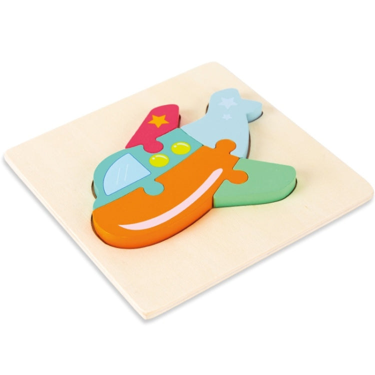 3 PCS Early Childhood Education Wooden Three-Dimensional Jigsaw Puzzle Toy — Airplane