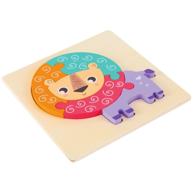 3 PCS Early Childhood Education Wooden Three-Dimensional Jigsaw Puzzle Toy — Lion