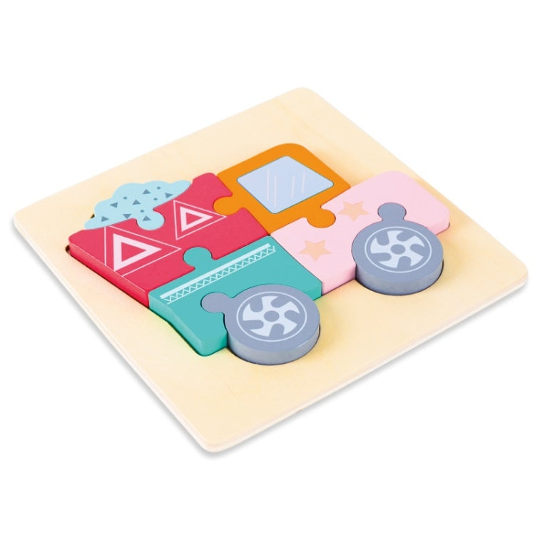 3 PCS Early Childhood Education Wooden Three-Dimensional Jigsaw Puzzle Toy — Dirt Car