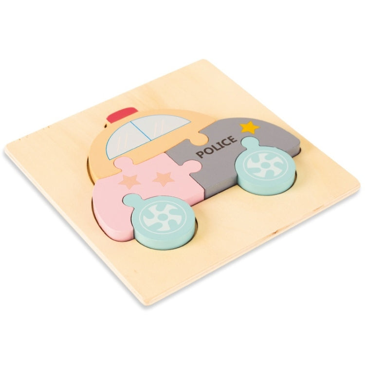 3 PCS Early Childhood Education Wooden Three-Dimensional Jigsaw Puzzle Toy — Police Car