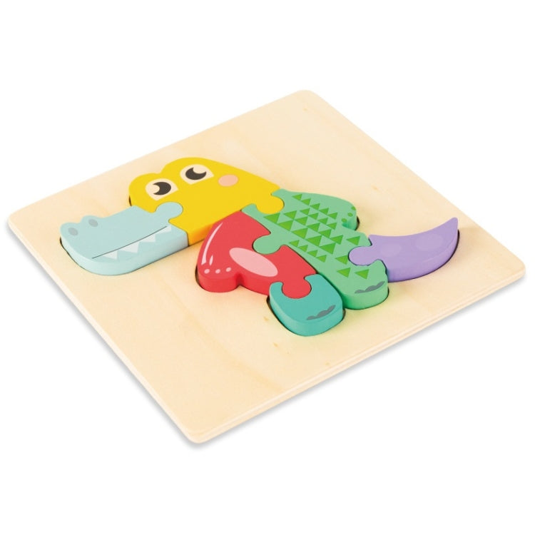 3 PCS Early Childhood Education Wooden Three-Dimensional Jigsaw Puzzle Toy — Crocodile