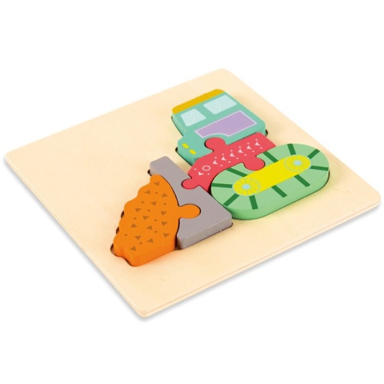 3 PCS Early Childhood Education Wooden Three-Dimensional Jigsaw Puzzle Toy — Bulldozer