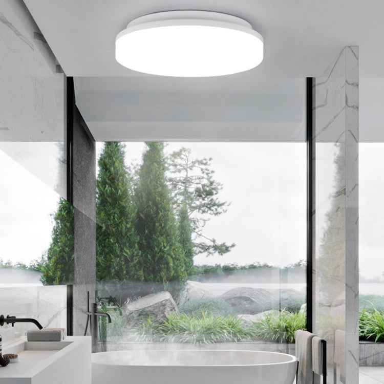 LED Ceiling Lamp Waterproof Moisture-Proof Dustproof Supply Light Bathroom Balcony Lamp — Round White Light