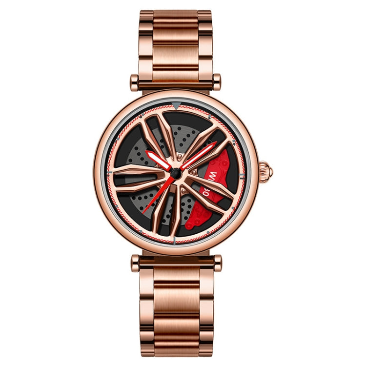 SANDA P1074 Cool Couple Steel Band Quartz Watch Wheel Series Dial Ladies Watch — For Ladies Rose Gold