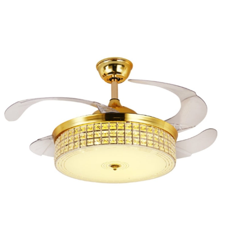 Invisible Crystal Fan LED Chandelier Home Living Room Bedroom Variable Frequency Ceiling Fan Light with Remote Control — 42 inch 1101 Three Color 36W