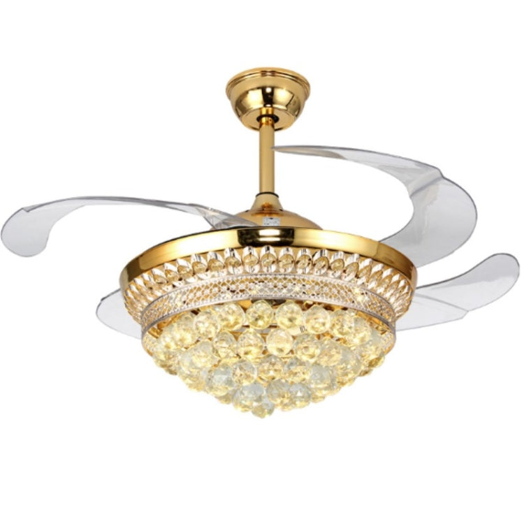 Invisible Crystal Fan LED Chandelier Home Living Room Bedroom Variable Frequency Ceiling Fan Light with Remote Control — 42 inch 1102 Three Color Change 36W