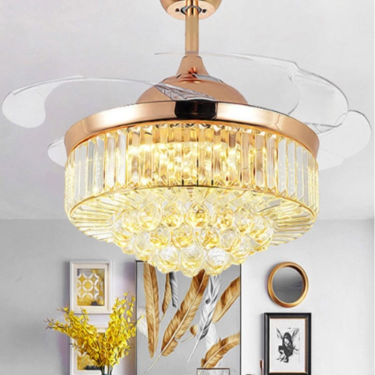 Invisible Crystal Fan LED Chandelier Home Living Room Bedroom Variable Frequency Ceiling Fan Light with Remote Control — view 16