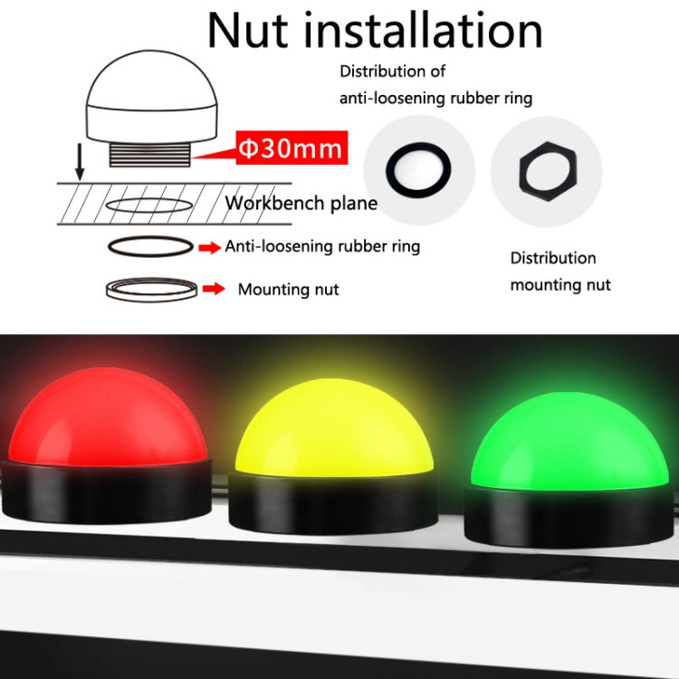 24V Safety Three-Color Warning Light Alarm LED Hemispherical Waterproof Indicator