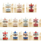 Sky City Carousel Clockwork Music Box Couples Birthday Gift — K0321 Red White
