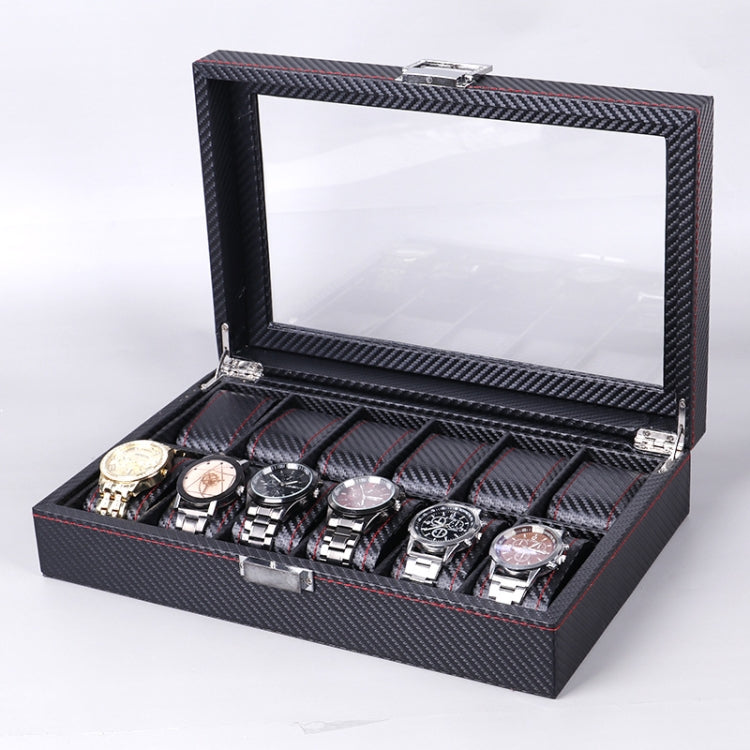 Carbon Fiber PU Leather Watch Box Jewelry Storage Box Packaging Box, Style: — 10 Watch Positions