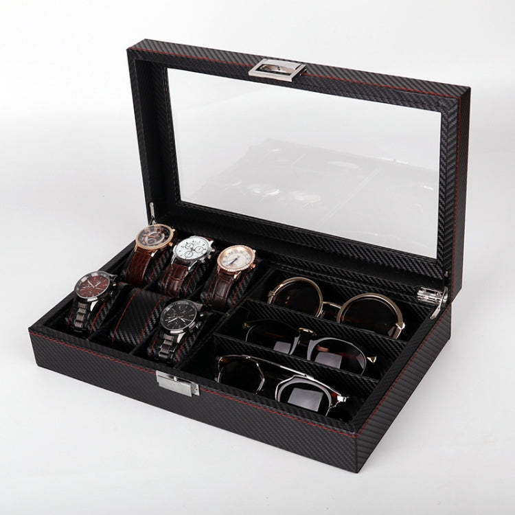 Carbon Fiber PU Leather Watch Box Jewelry Storage Box Packaging Box, Style: — 12 Watch Positions