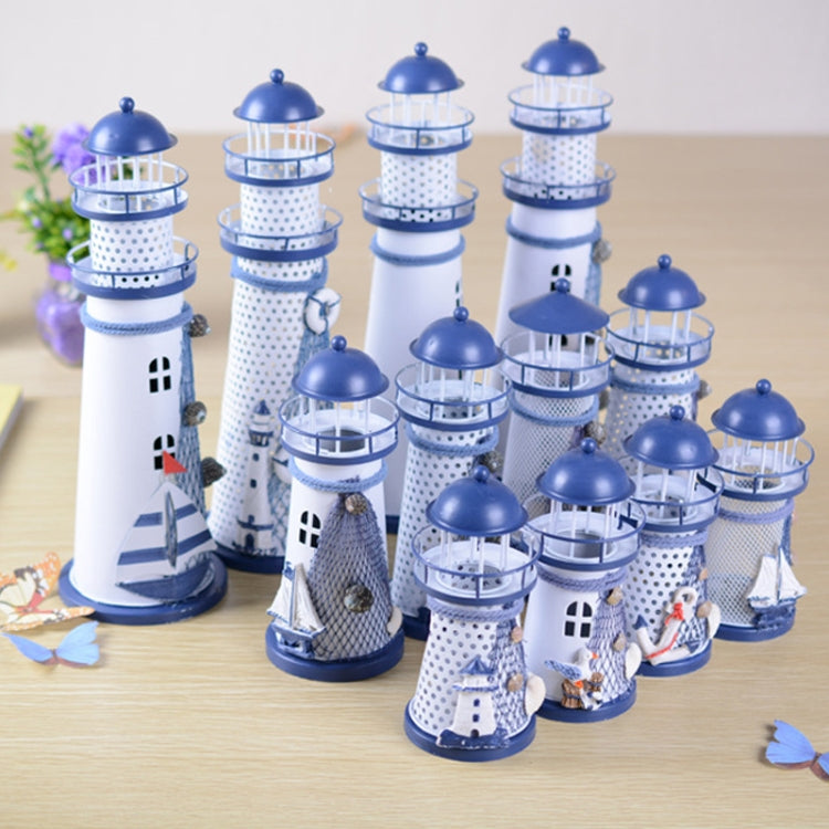 Mediterranean Style Flashing Ocean Tin Lighthouse Decoration, Style Random Delivery M1021 Large 30cm — M1021 Large 30cm