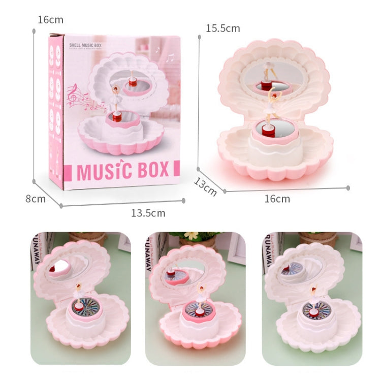 Shell Dancing Girl Flash Music Box Jewelry Storage Box — K0634 Pink