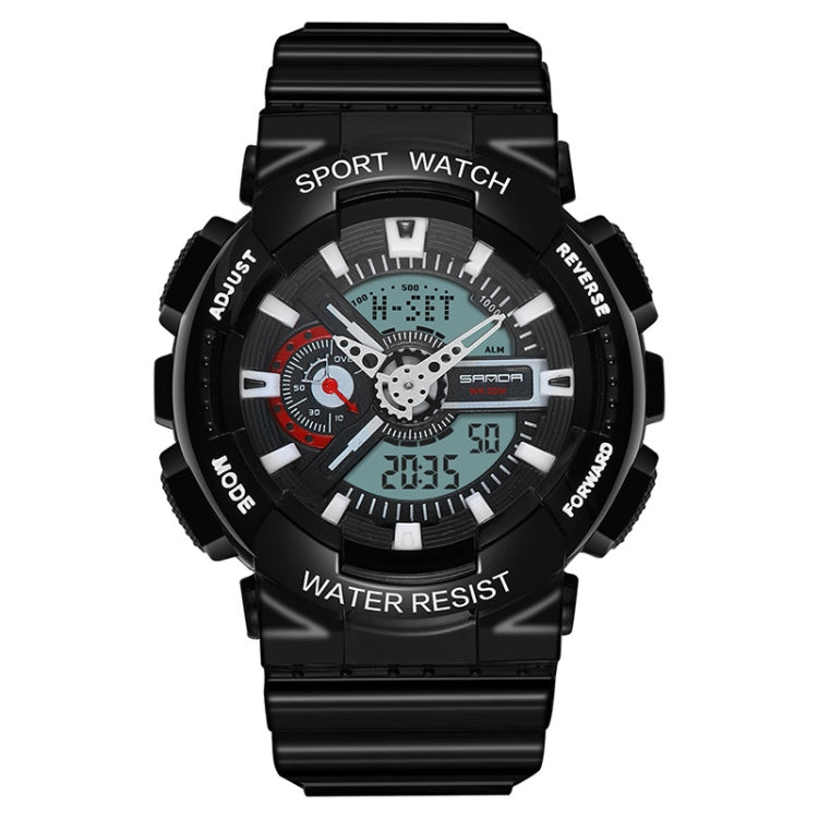 SANDA Outdoor Leisure Waterproof Multifunctional Luminous Electronic Watch — Black Men