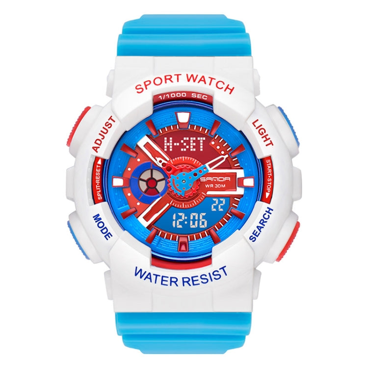 SANDA Outdoor Leisure Waterproof Multifunctional Luminous Electronic Watch — Colorful White Woman
