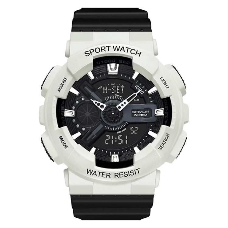 SANDA Outdoor Leisure Waterproof Multifunctional Luminous Electronic Watch — Sand White Black Women