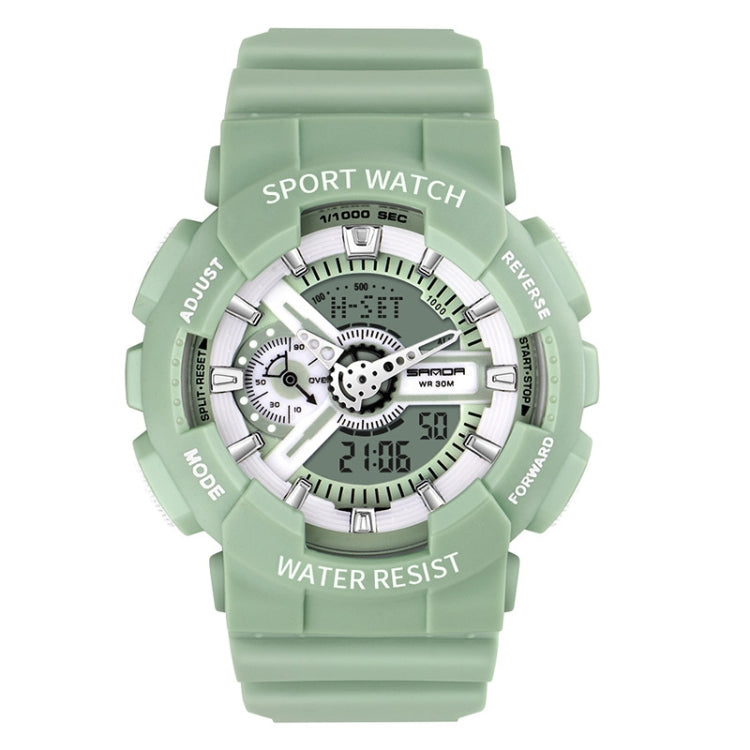 SANDA Outdoor Leisure Waterproof Multifunctional Luminous Electronic Watch — Sand Tea Green Men