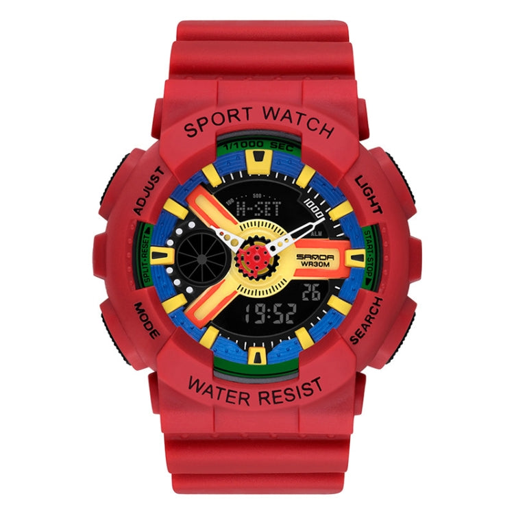 SANDA Outdoor Leisure Waterproof Multifunctional Luminous Electronic Watch — Sand Tomato Red Women