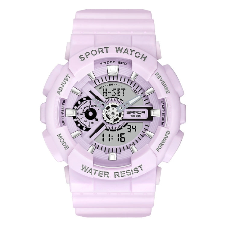 SANDA Outdoor Leisure Waterproof Multifunctional Luminous Electronic Watch — Sand Incense Purple Men