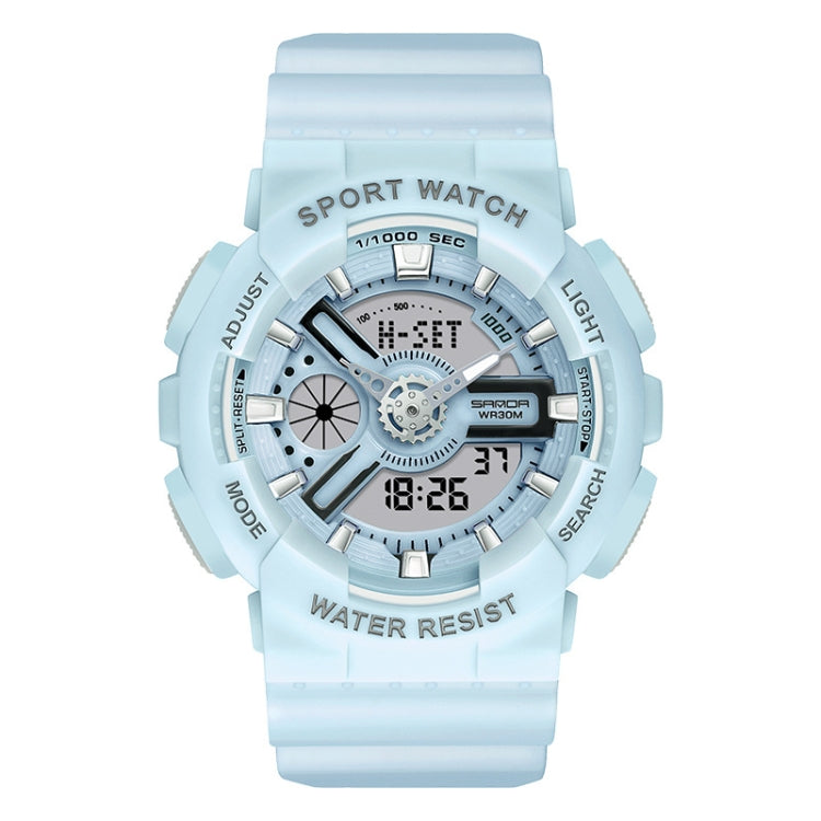 SANDA Outdoor Leisure Waterproof Multifunctional Luminous Electronic Watch — Sand Haze Blue Women