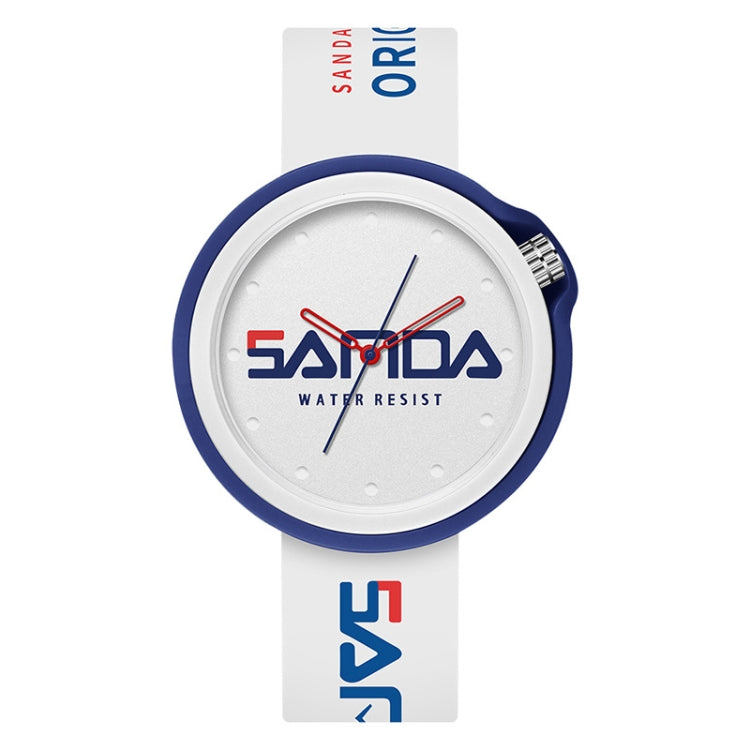 SANDA 3200 Silicone Belt Quartz Sports Watch For Men And Women — White Green