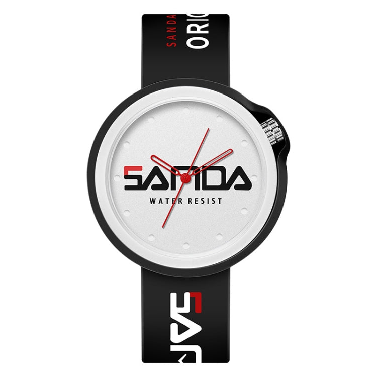 SANDA 3200 Silicone Belt Quartz Sports Watch For Men And Women — White Blue