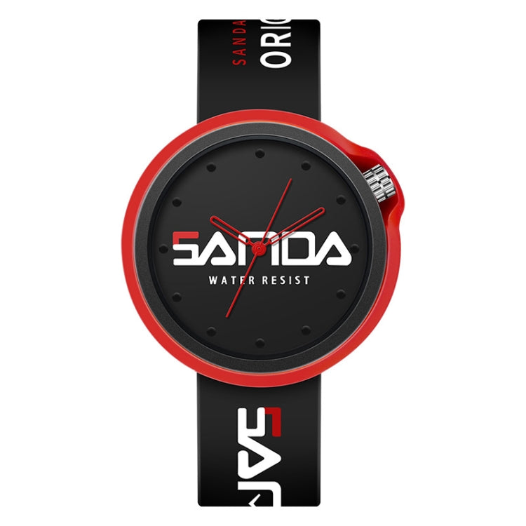 SANDA 3200 Silicone Belt Quartz Sports Watch For Men And Women — Black And White