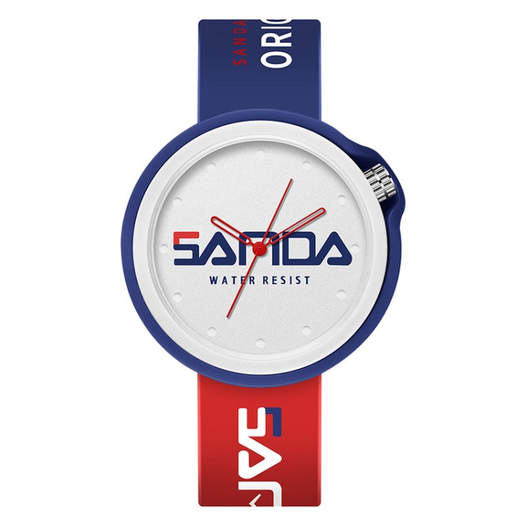 SANDA 3200 Silicone Belt Quartz Sports Watch For Men And Women — Red Black