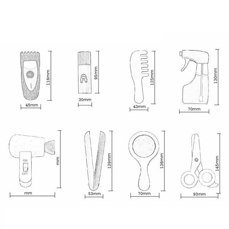 18 PCS / Set Simulation Haircut Kit Set Children Pretend Play Makeup Tools Wooden Toys — view 3