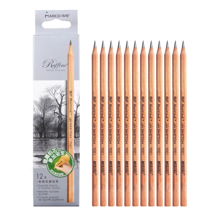 12pcs /Box Marco 7001 Sketch Pencil Children Original Wooden Word Learning Stationery Art Calligraphy Drawing Pencil — B