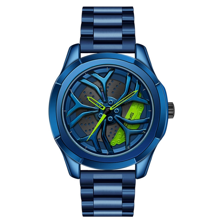 SANDA P1065 Wheel Series Casual Steel Band Quartz Watch For Men — For Men Blue Green