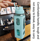 Square Plastic Water Cup with Straw Outdoor Sports Large-Capacity Portable Kettles, Colour: 700ml (White)
