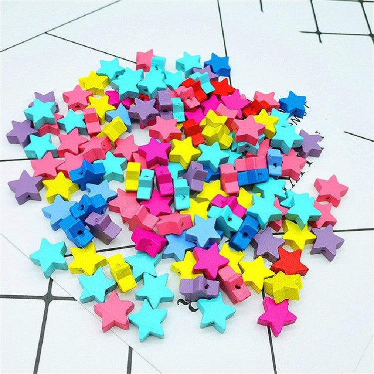 100 PCS / Pack Children Handmade DIY Puzzle Colored Pentagram Beaded Decorative Accessories