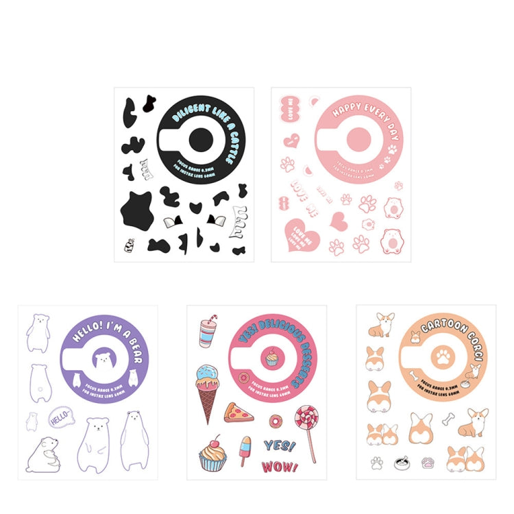5 PCS 5 in 1 DIY Cute Cartoon Camera Stickers Set for Fujifilm Instax mini 11