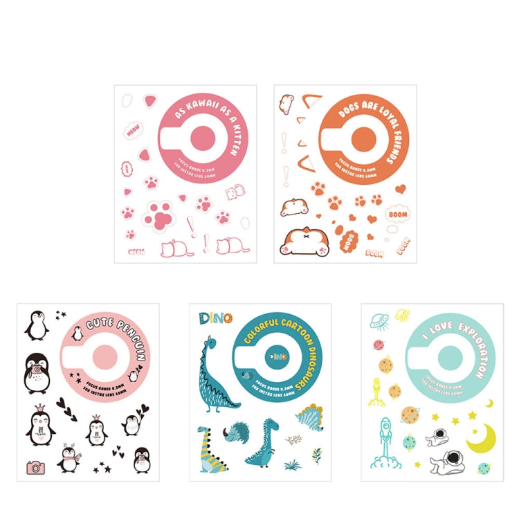 5 PCS 5 in 1 DIY Cute Cartoon Camera Stickers Set for Fujifilm Instax mini 11
