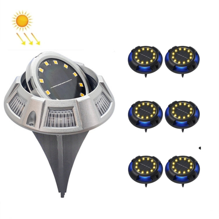 Outdoor Solar Underground Lamp Rotating Buried Lawn Lamp, Spec: — 12 LEDs Warm+Color Light (Aluminum Shell)