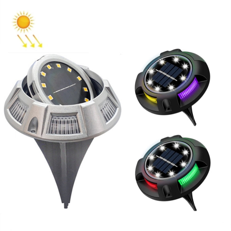 Outdoor Solar Underground Lamp Rotating Buried Lawn Lamp, Spec: — 8 LEDs White+Blue Light (Plastic Shell)