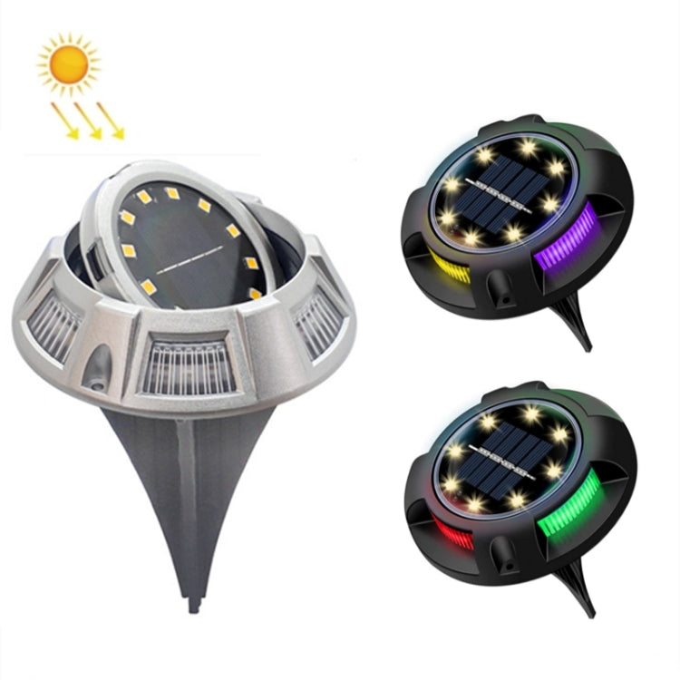 Outdoor Solar Underground Lamp Rotating Buried Lawn Lamp, Spec: — 8 LEDs Warm+Blue Light (Plastic Shell)