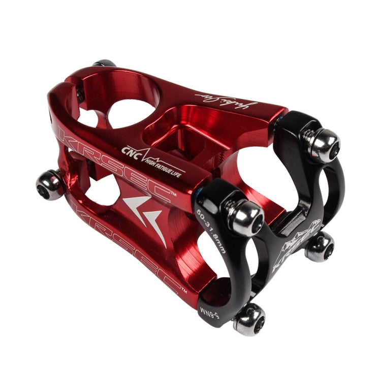 KRSEC CNC Ultra Light Short-Handed Mountain Bike Aluminum Alloy 50mm Riser — Red Black