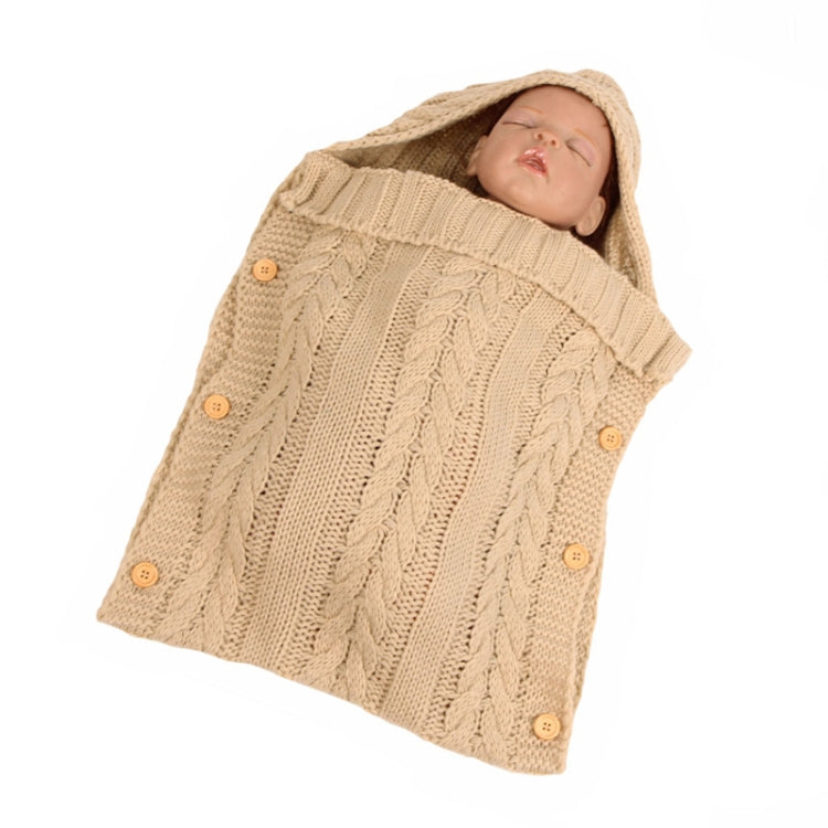 Zzsd0002 Autumn / Winter Baby Knitted Woolen Button Sleeping Bag Photography Blanket Stroller Sleeping Bag — Zzsd0002 Beige