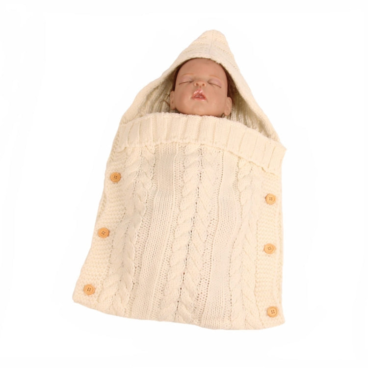 Zzsd0002 Autumn / Winter Baby Knitted Woolen Button Sleeping Bag Photography Blanket Stroller Sleeping Bag — Zzsd0002 Cream White