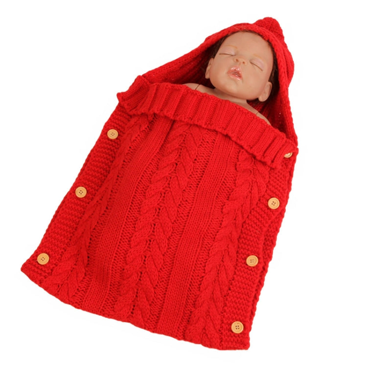 Zzsd0002 Autumn / Winter Baby Knitted Woolen Button Sleeping Bag Photography Blanket Stroller Sleeping Bag — Zzsd0002 Big Red