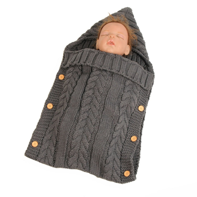Zzsd0002 Autumn / Winter Baby Knitted Woolen Button Sleeping Bag Photography Blanket Stroller Sleeping Bag — Zzsd0002 Dark Gray