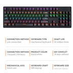 LEAVEN K880 104 Keys Gaming Green Axis Office Computer Wired Mechanical Keyboard, Cabel Length:1.6m
