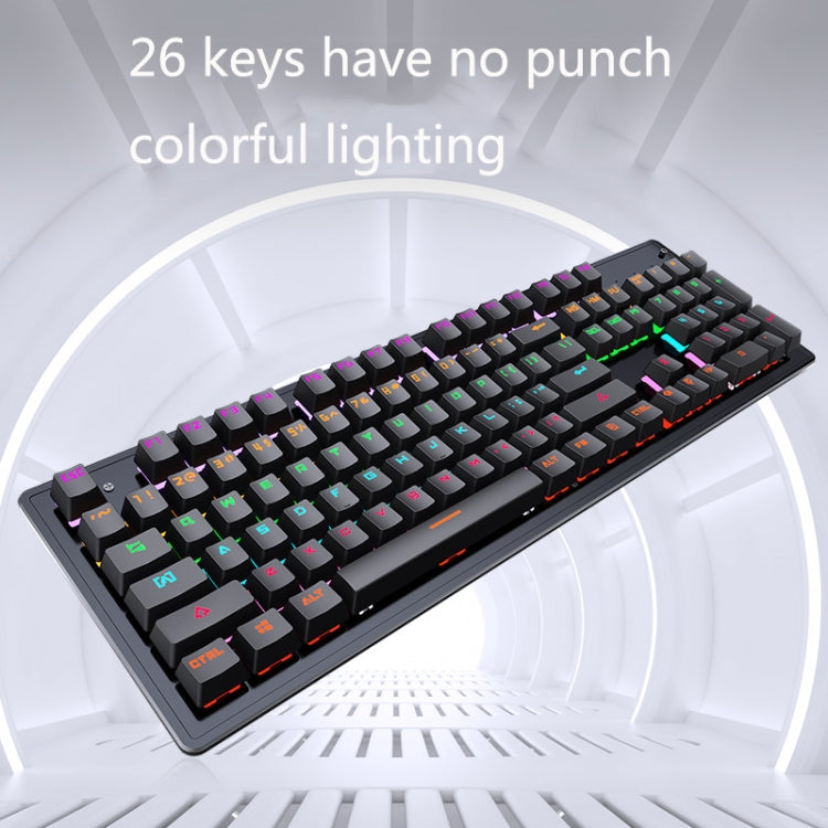 LEAVEN K880 104 Keys Gaming Green Axis Office Computer Wired Mechanical Keyboard, Cabel Length:1.6m