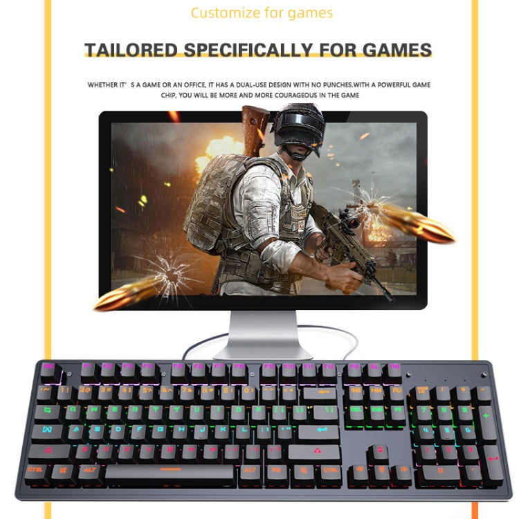 LEAVEN K880 104 Keys Gaming Green Axis Office Computer Wired Mechanical Keyboard, Cabel Length:1.6m