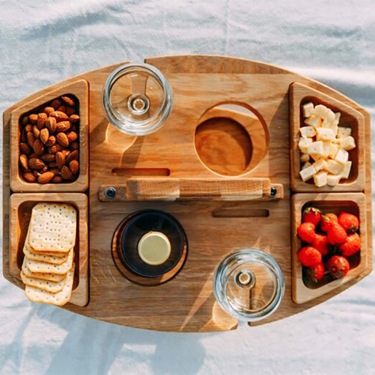 Portable Picnic Wooden Wine Glass Holder Detachable Wine Table