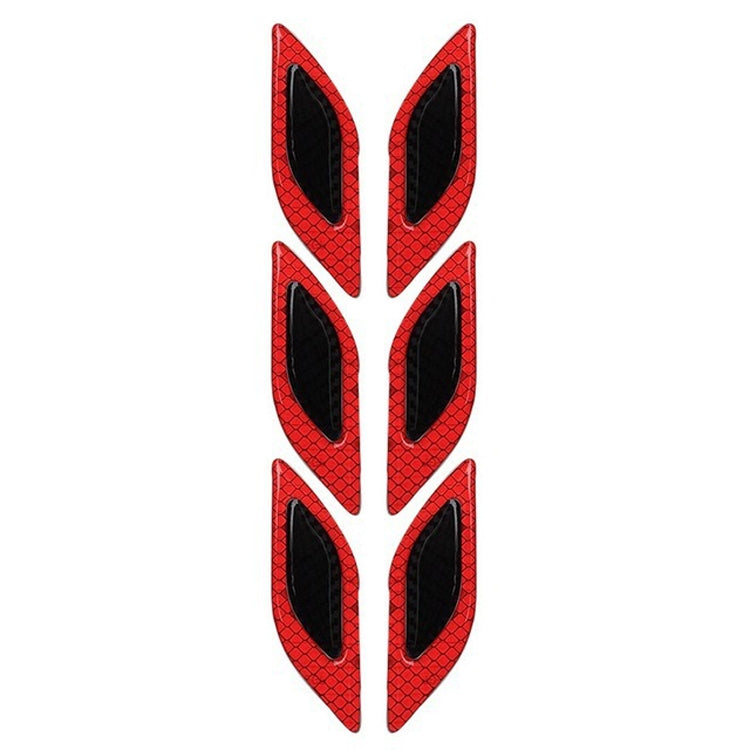 2 Sets Carbon Fiber Warning Sticker Car Anti-Collision Strip Leaf Plate Reflective Sticker Hood Light Eyebrow Anti-Collision Drops Sticker