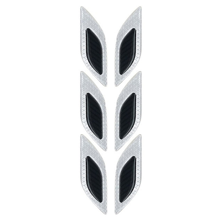 2 Sets Carbon Fiber Warning Sticker Car Anti-Collision Strip Leaf Plate Reflective Sticker Hood Light Eyebrow Anti-Collision Drops Sticker — 6 PCS  (Yellow)