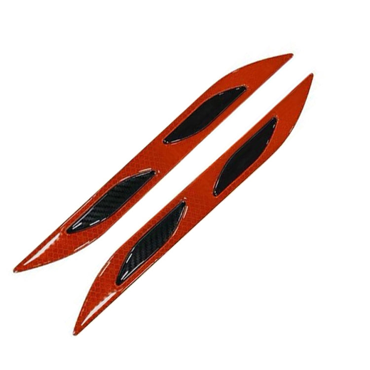 2 Sets Carbon Fiber Warning Sticker Car Anti-Collision Strip Leaf Plate Reflective Sticker Hood Light Eyebrow Anti-Collision Drops Sticker — 4 PCS   (Bumper Blue)